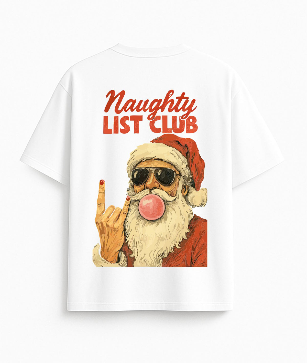 White Oversized T-Shirt "Naughty List Club"