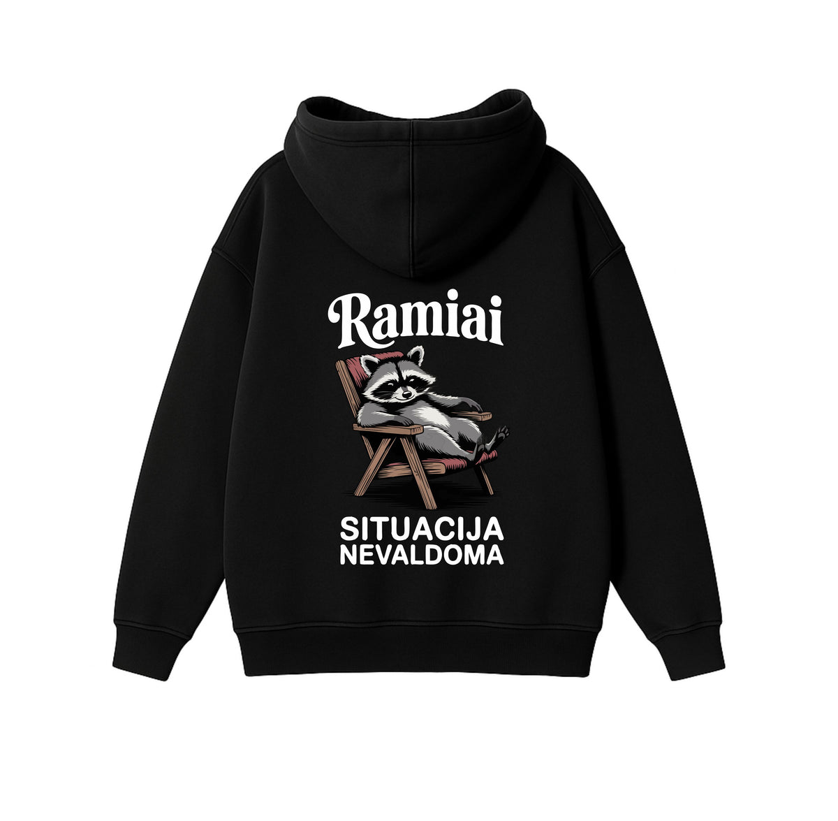 Black Oversized Heavyweight Hoodie "Stay Calm"