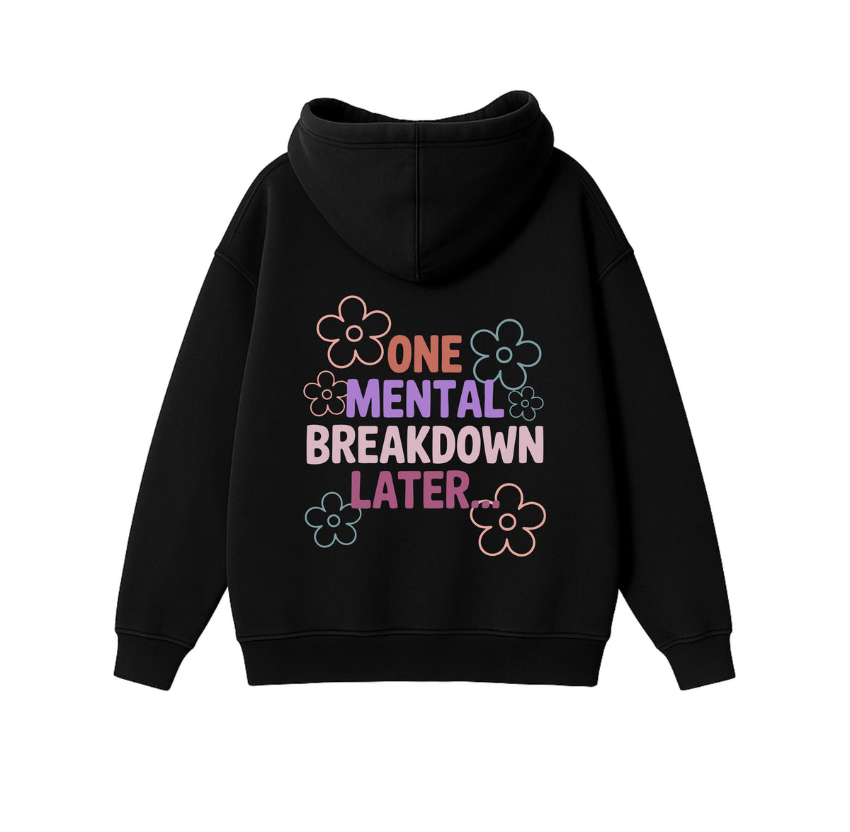 Black Oversized Heavyweight Hoodie "Mental Breakdown"
