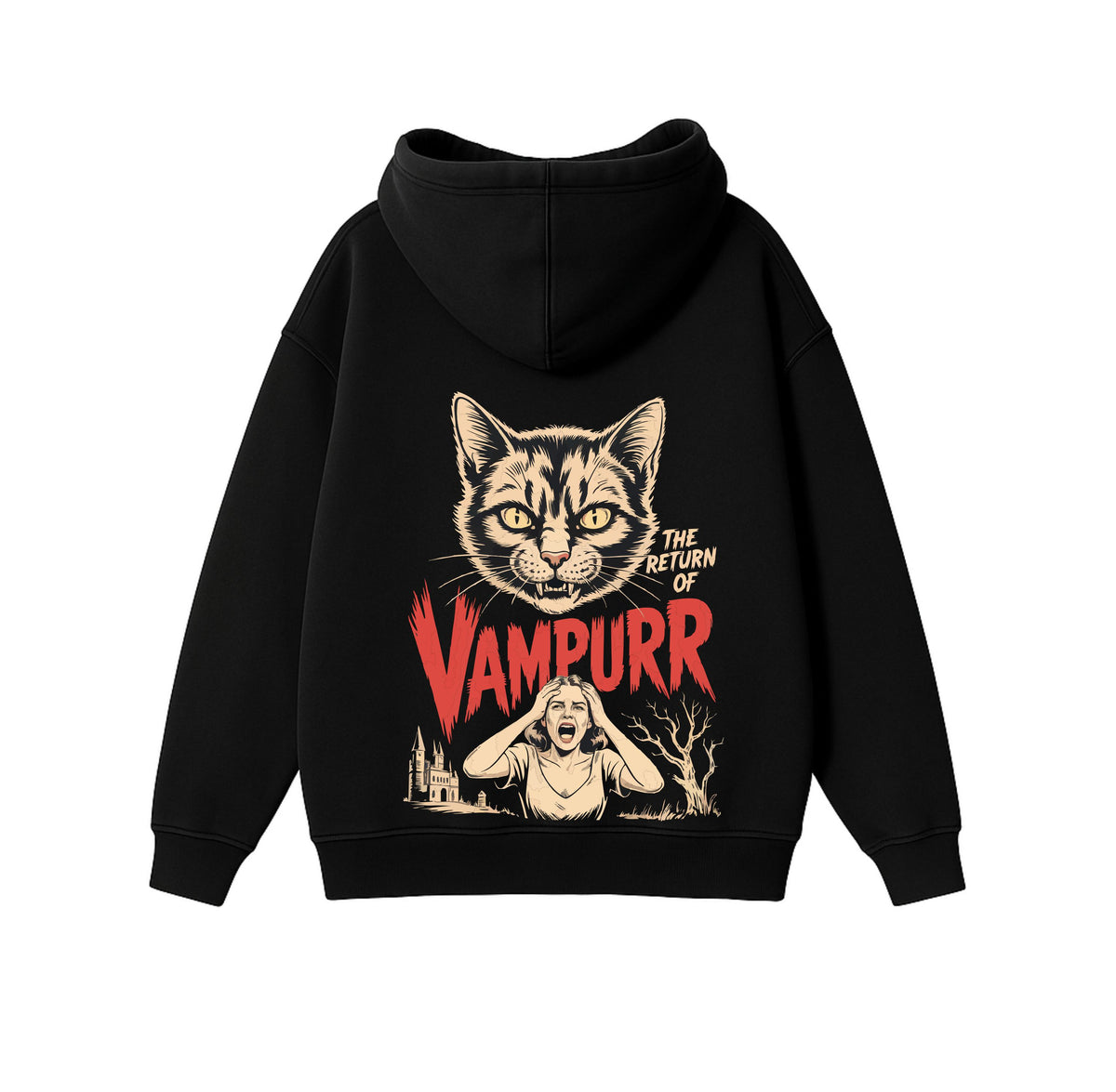 Black Oversized Heavyweight Hoodie "Return of the Vampire"