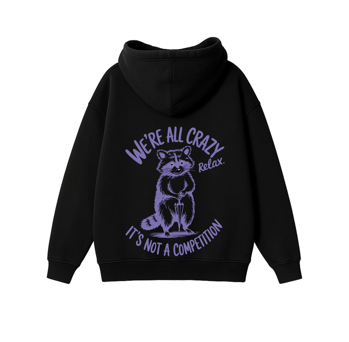 Black Oversized Heavyweight Hoodie "Crazy"