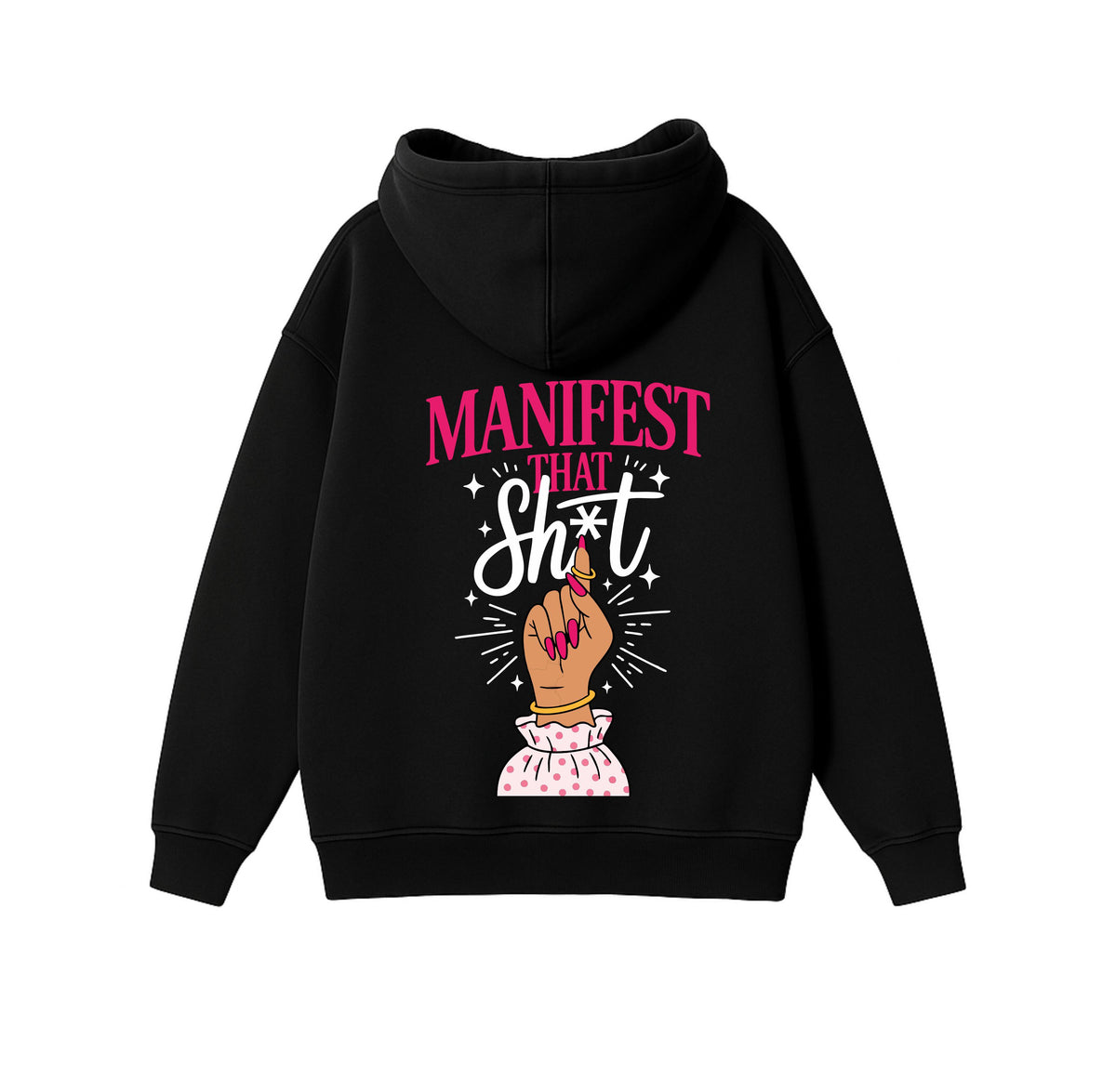 Black Oversized Heavyweight Hoodie "Manifest"