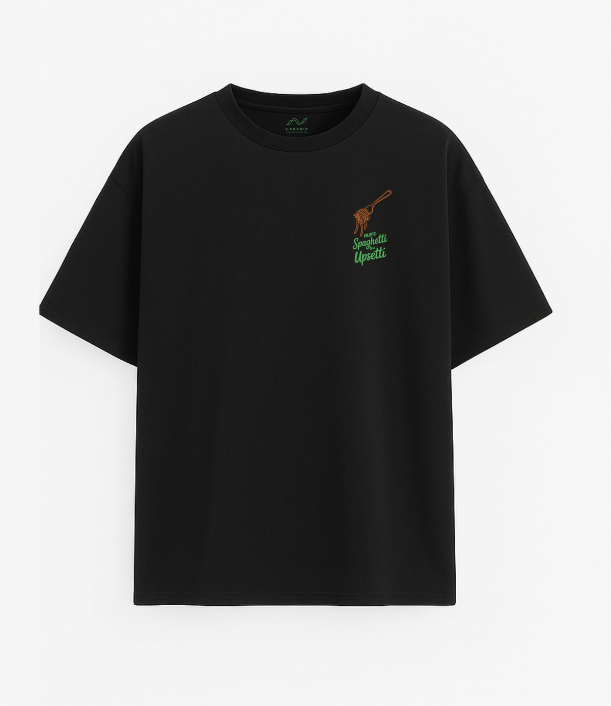 Black Oversized T-Shirt "Pasta Is Happiness"