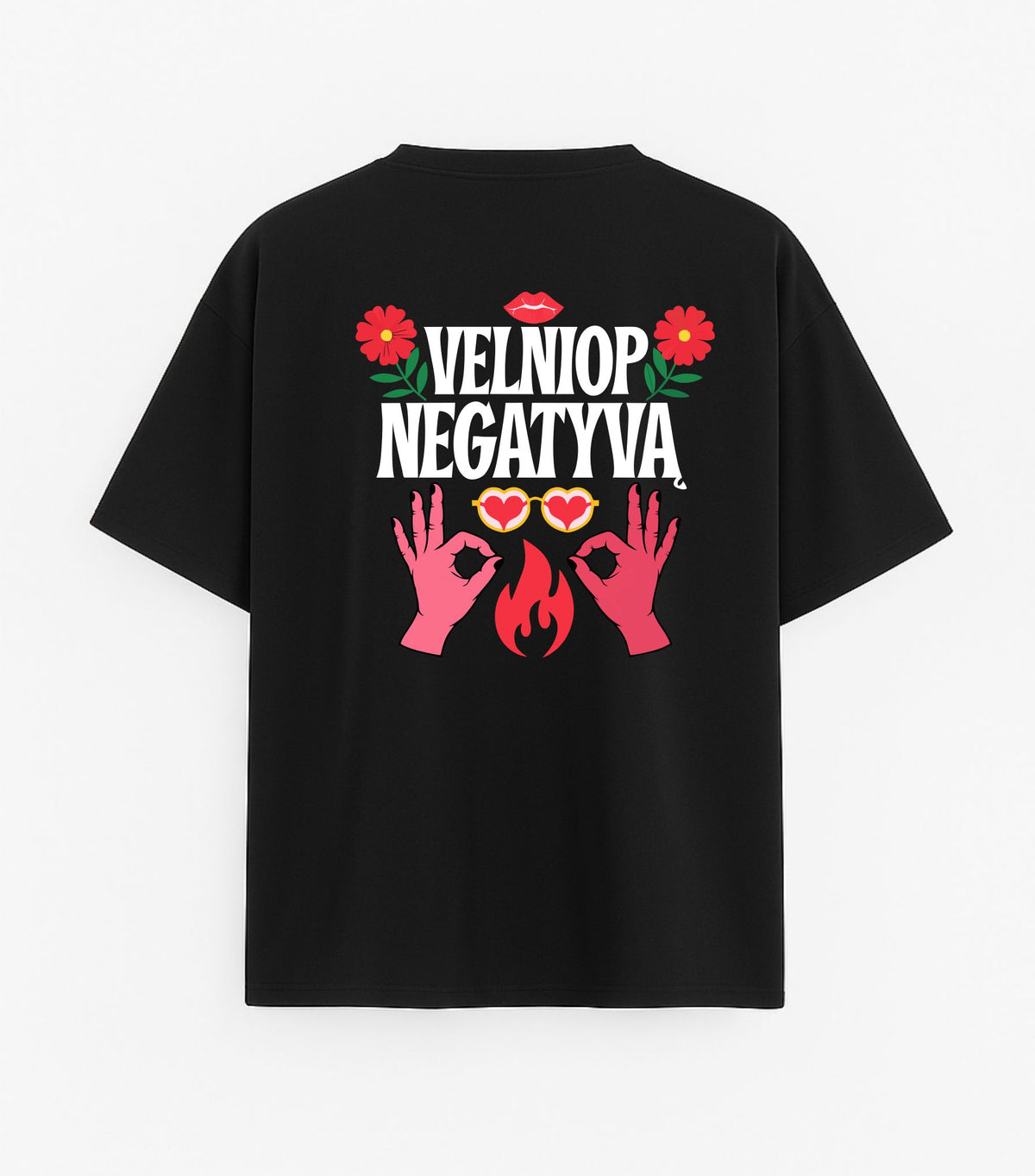 Black Oversized T-Shirt "To Hell With Negativity"