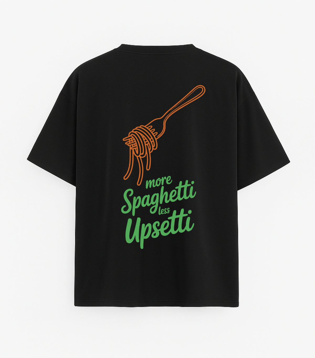 Black Oversized T-Shirt "Pasta Is Happiness"