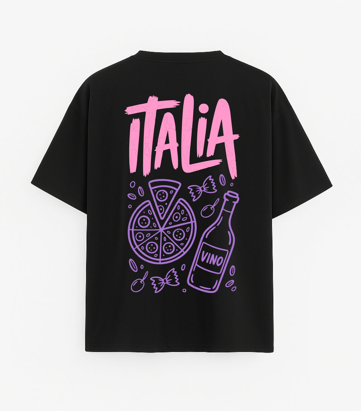 Black Oversized T-Shirt "Taste of Italy"