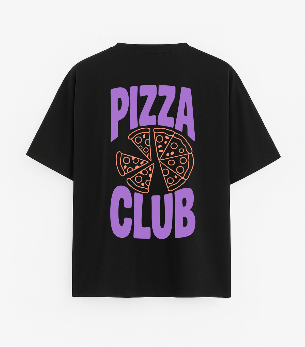 Black Oversized T-Shirt "Pizza Club"