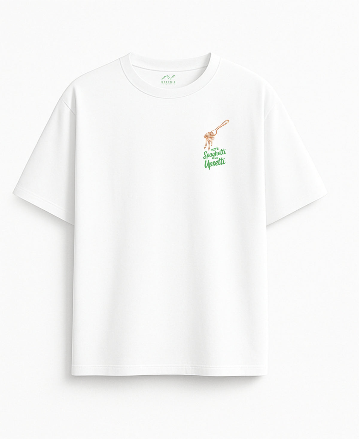 White Oversized T-Shirt "Pasta Is Happiness"
