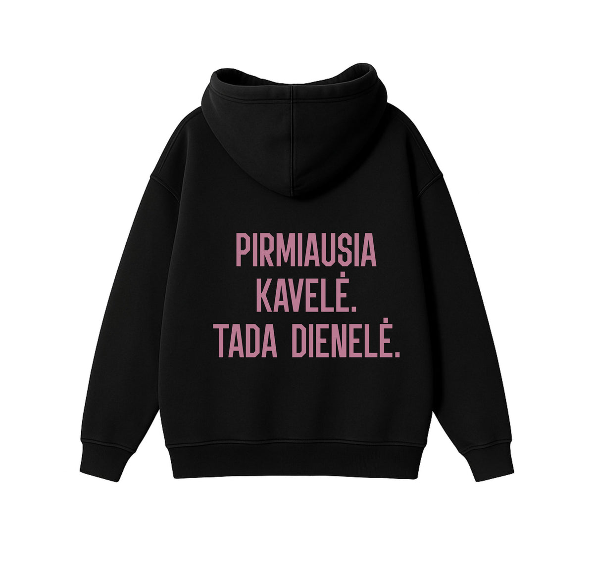 Black Oversized Heavyweight Hoodie "Coffee First"