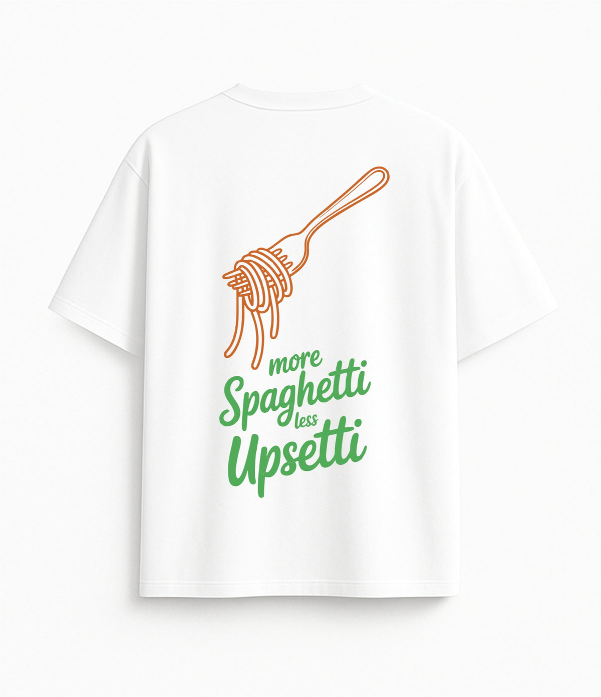 White Oversized T-Shirt "Pasta Is Happiness"