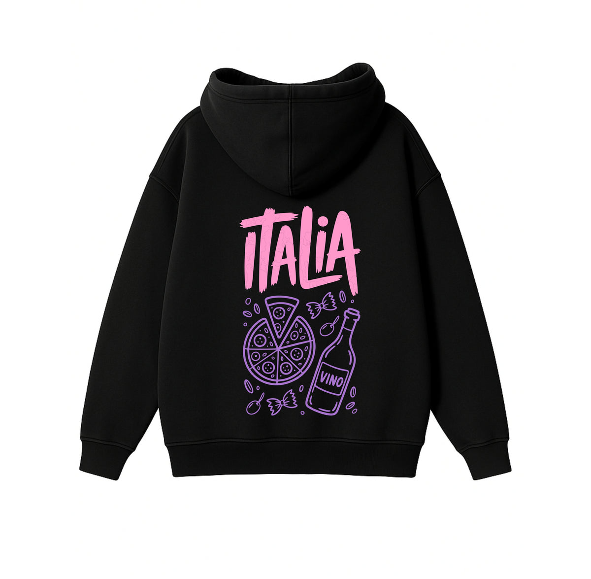 Black Oversized Heavyweight Hoodie "Taste of Italy"