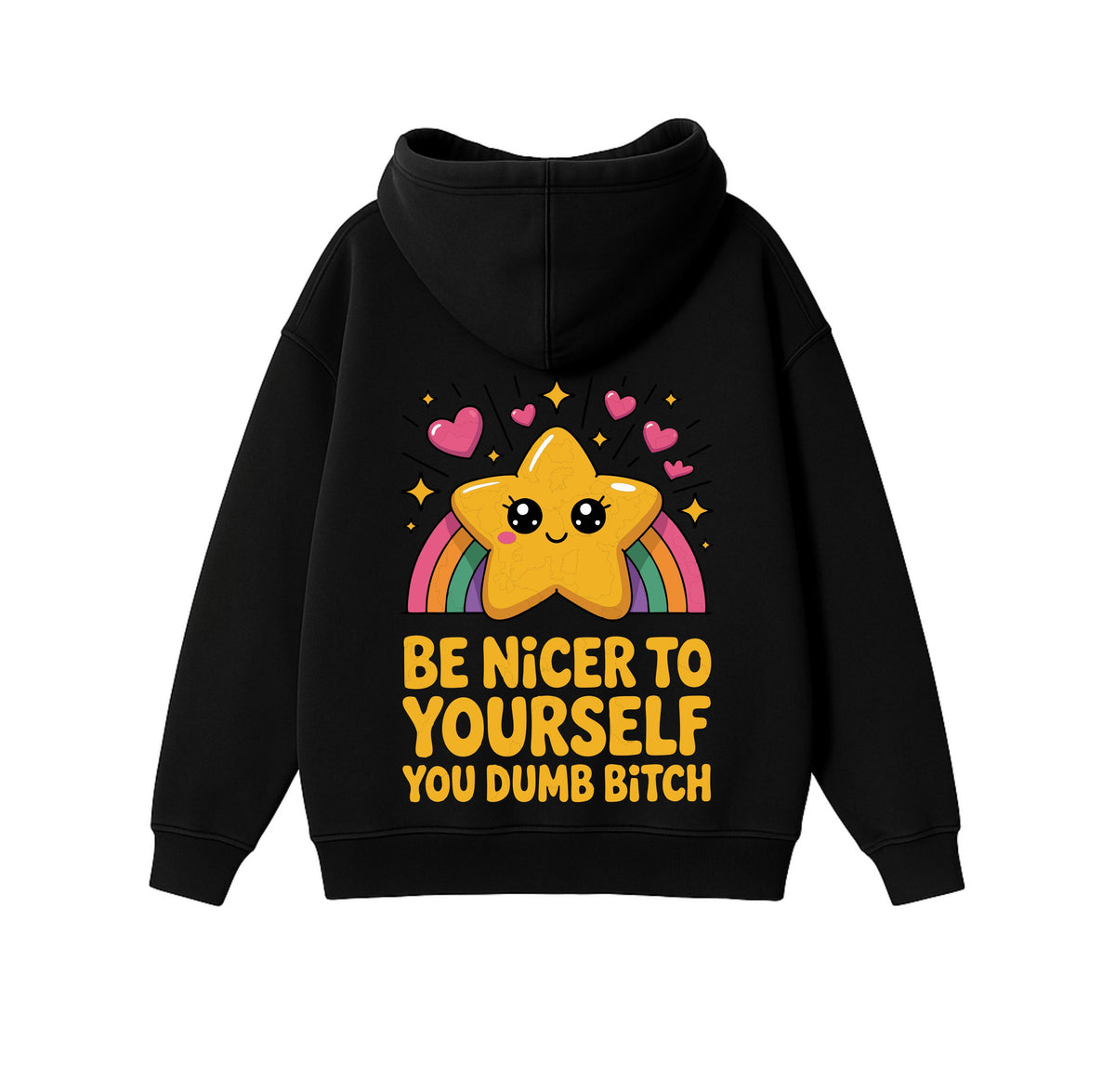 Black Oversized Heavyweight Hoodie "Be Nicer to Yourself"