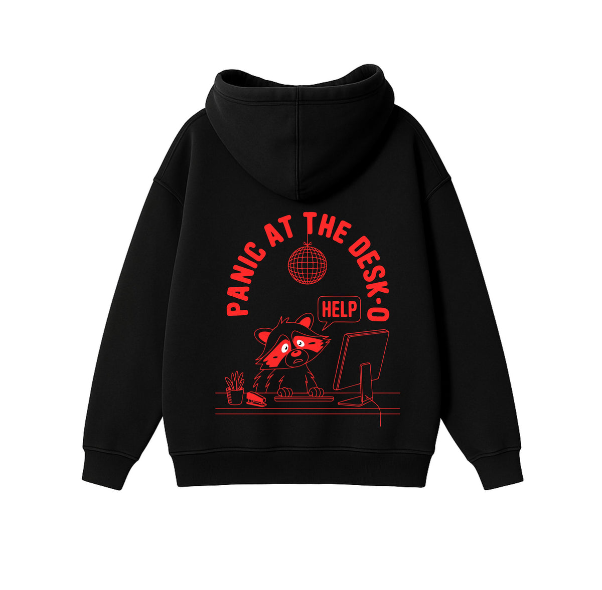 Black Oversized Heavyweight Hoodie "Panic"