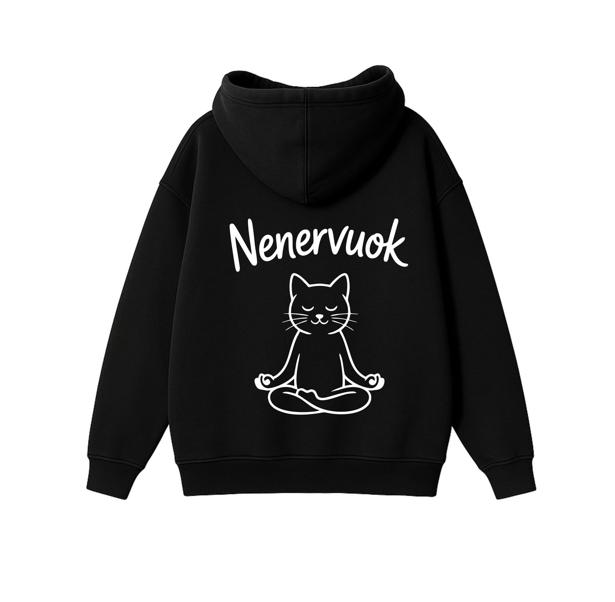 Black Oversized Heavyweight Hoodie "Don't Stress"
