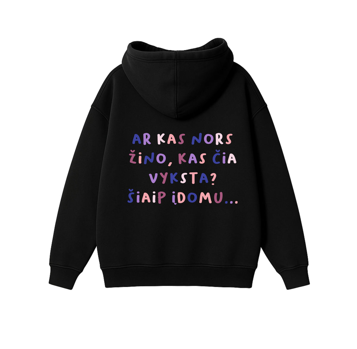 Black Oversized Heavyweight Hoodie "Does Anyone Know?"