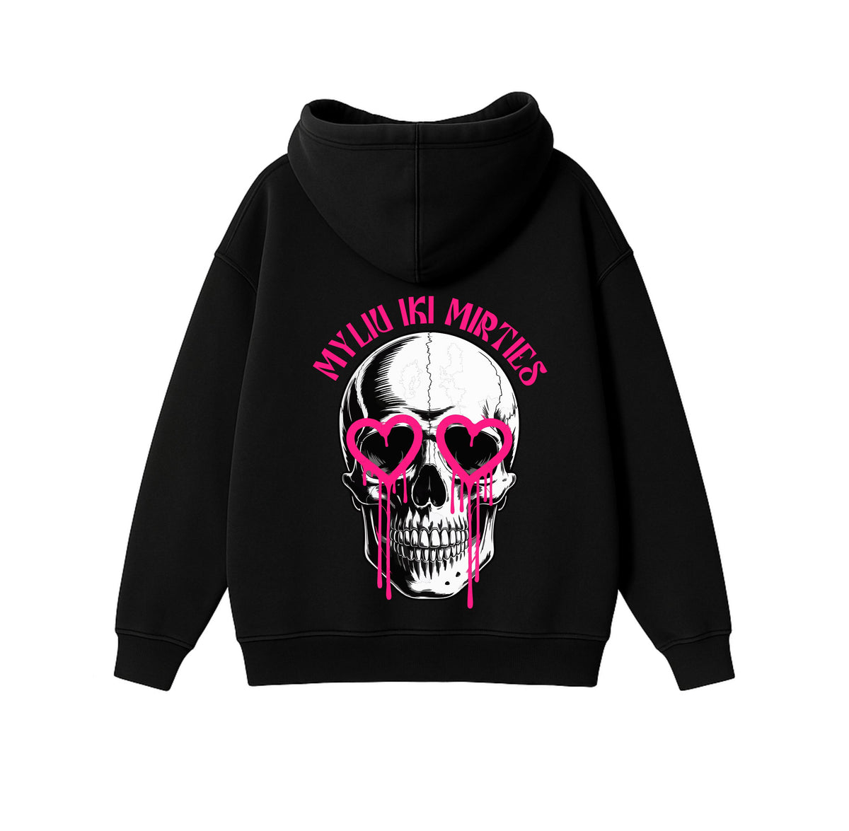Black Oversized Heavyweight Hoodie "Love You to Death"