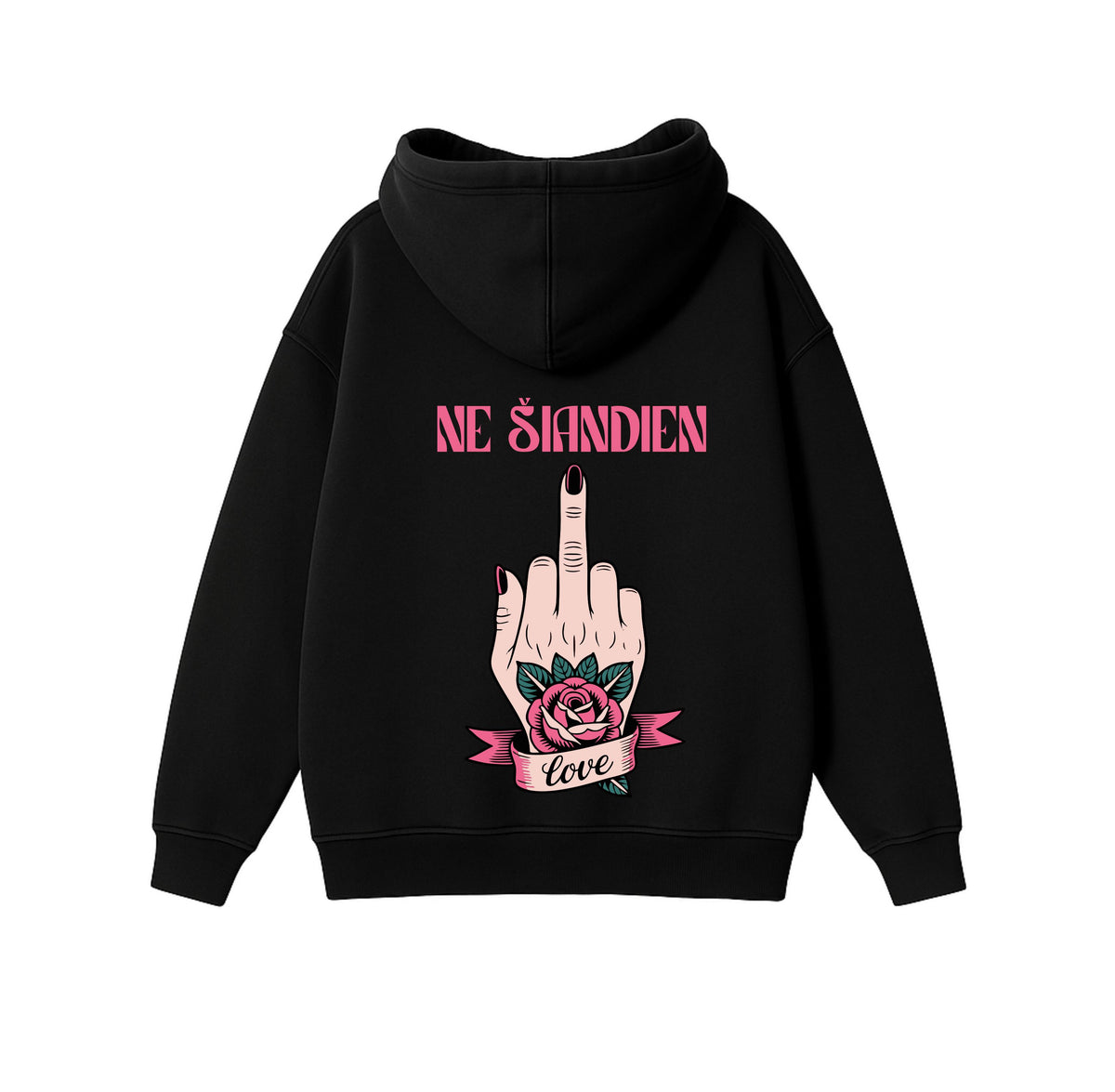 Black Oversized Heavyweight Hoodie "Not Today"