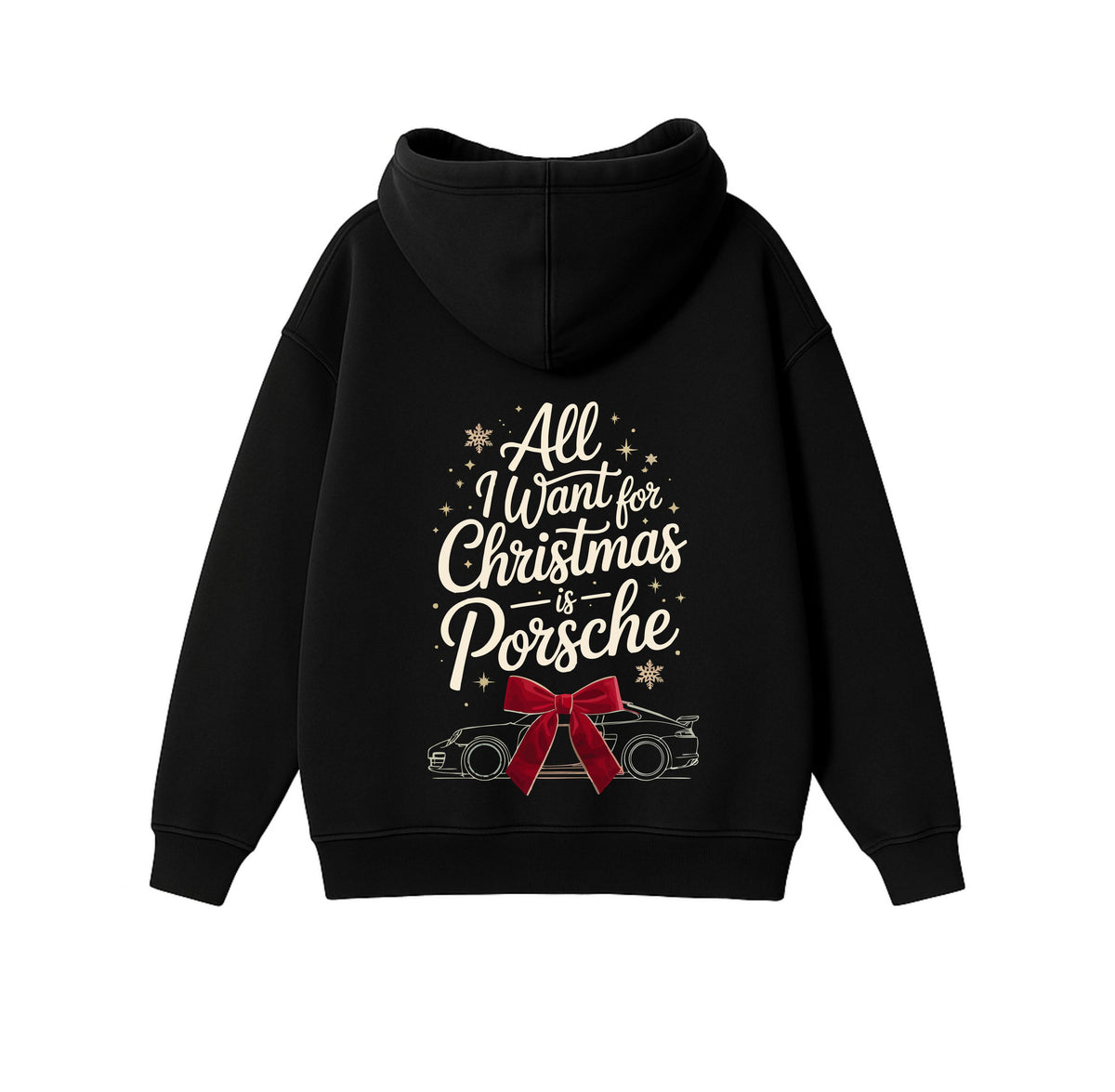 Black Oversized Heavyweight Hoodie "All I Want for Christmas"