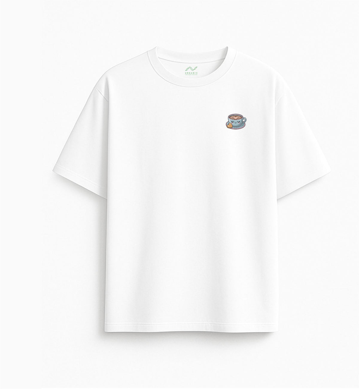 White Oversized T-Shirt "Coffee First"