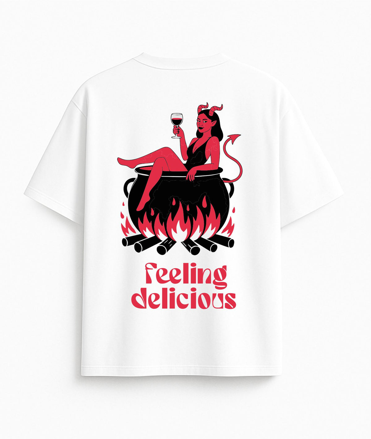 White Oversized T-Shirt "Feeling Delicious"