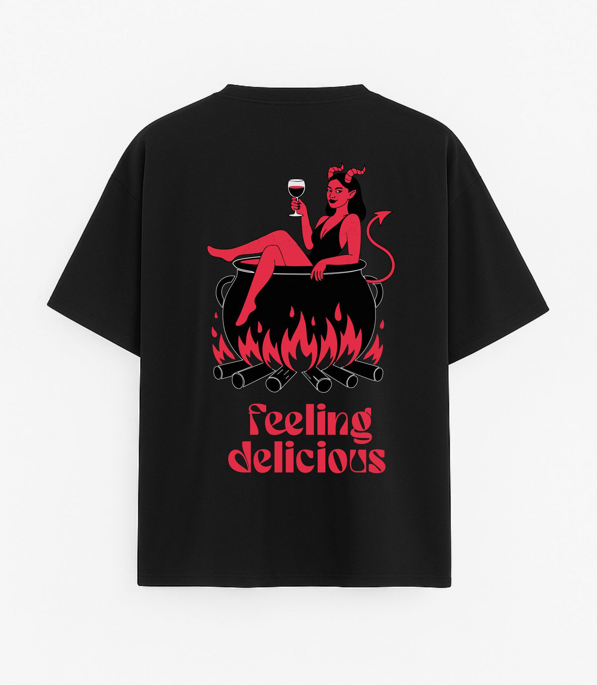 Black Oversized T-Shirt "Feeling Delicious"