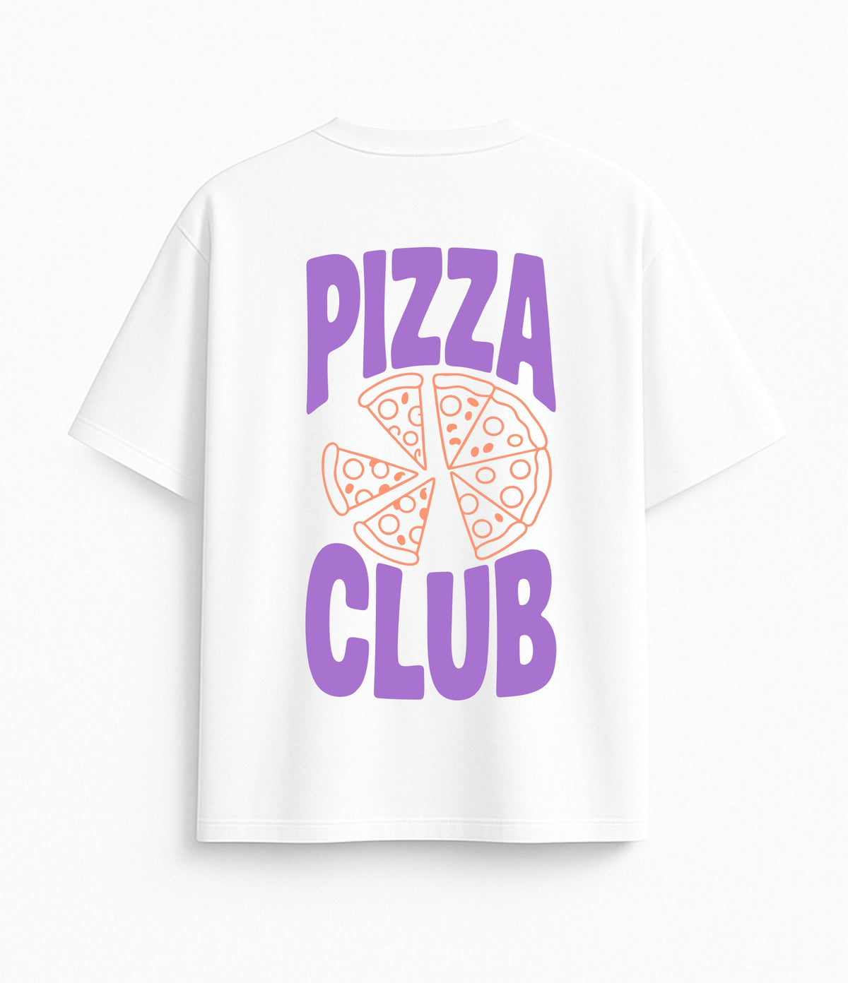 White Oversized T-Shirt "Pizza Club"