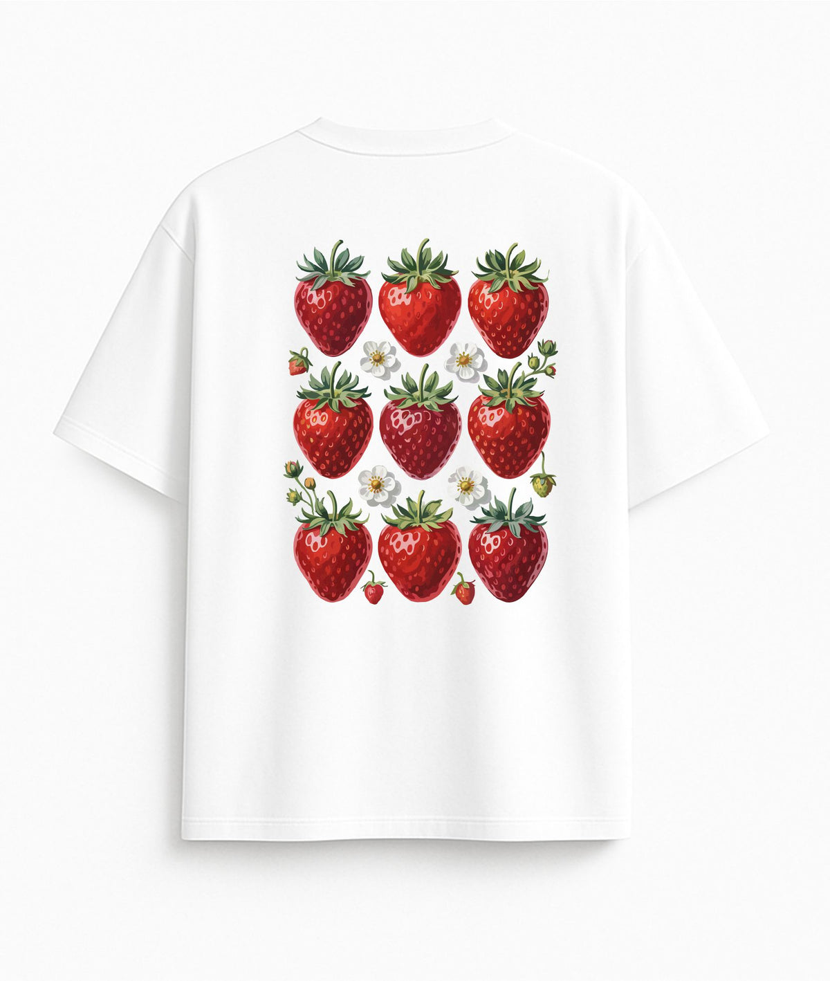 White Oversized T-Shirt "Strawberries"